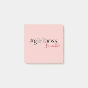 Modern Pink Girl Boss & Name Best Girly Post-it Klebezettel
