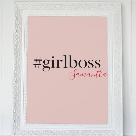 Modern Pink Girl Boss & Name Best Girly Poster