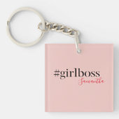 Modern Pink Girl Boss & Name Best Girly Schlüsselanhänger (Vorderseite)
