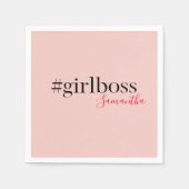 Modern Pink Girl Boss & Name Best Girly Serviette (Vorderseite)