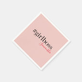 Modern Pink Girl Boss & Name Best Girly Serviette (Ecke)
