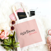 Modern Pink Girl Boss & Name Best Girly Tragetasche