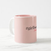Modern Pink Girl Boss & Name Best Girly Zweifarbige Tasse (Vorderseite Links)