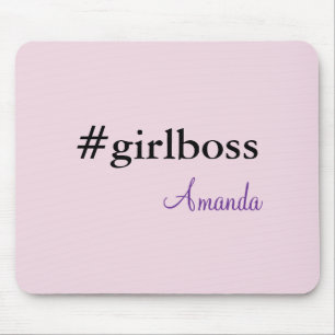 Modern Pink Girl Boss & Name   beste Girly Mousepa Mousepad