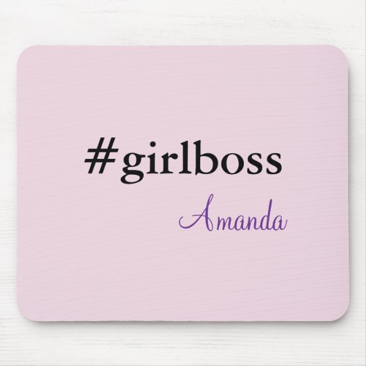 Modern Pink Girl Boss & Name | beste Girly Mousepa Mousepad (Vorne)