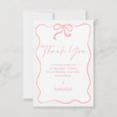 Modern Pink Girl Bow Baby Dusche Danke Karte (Vorderseite)