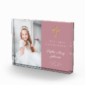 Modern Pink Girl First Kommunion Picture Fotoblock (Rechts)