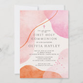 Modern Pink Girls Erste Kommune Einladung (Vorderseite)