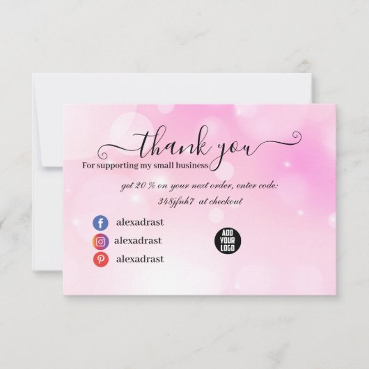 Modern Pink Girly Gradient Danke-Card Dankeskarte (Vorderseite)