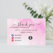 Modern Pink Girly Gradient Danke-Card Dankeskarte (Stehend Vorderseite)