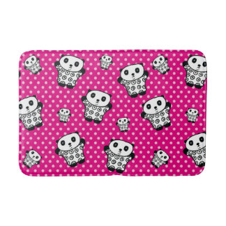Modern Pink Girly Kawaii Niedlich Panda Bear Polka Badematte