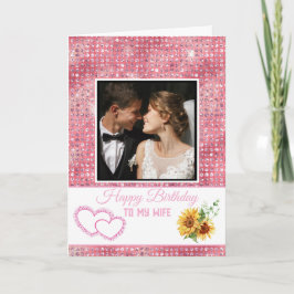 Modern Pink Glitter Happy Birthday to My Wife Karte