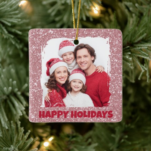 Modern Pink Glitter Photo | Christmas Ornament (Baum)