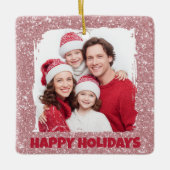 Modern Pink Glitter Photo | Christmas Ornament (Vorderseite)
