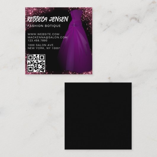 Modern pink glitter stylish chic Fashion Designer Quadratische Visitenkarte (Vorne/Hinten)