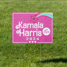 Modern Pink Glitzer Kamala Harris Yard Sign