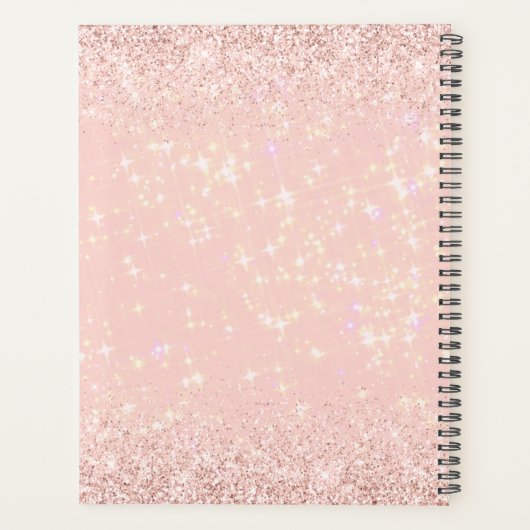 Modern Pink Glitzer Monogram Name 2026 Planer (Rückseite)