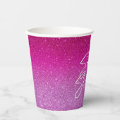 Modern Pink Glitzer Pattern ombre Pappbecher (Vorderseite)