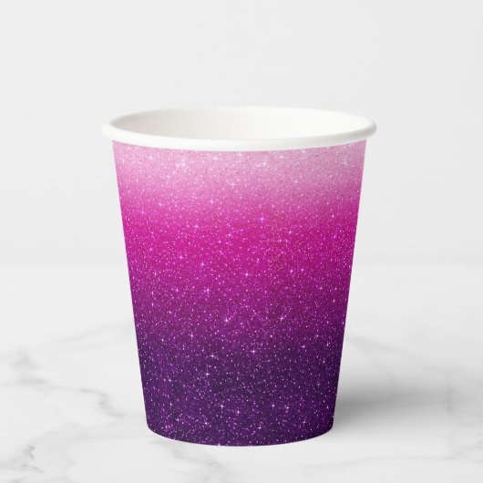 Modern Pink Glitzer Pattern ombre Pappbecher (Vorderseite)