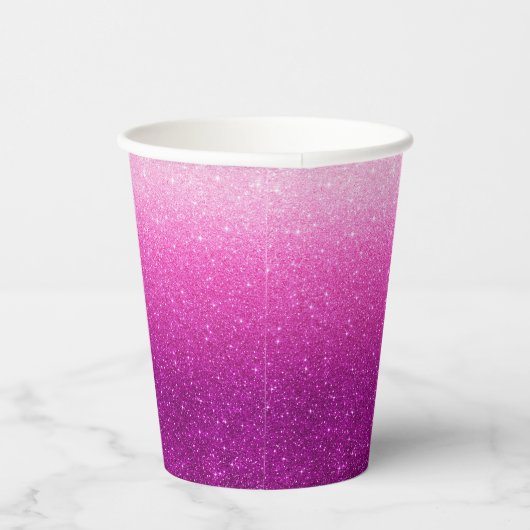 Modern Pink Glitzer Pattern ombre Pappbecher (Rechts)