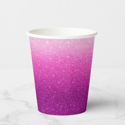 Modern Pink Glitzer Pattern ombre Pappbecher (Vorderseite)