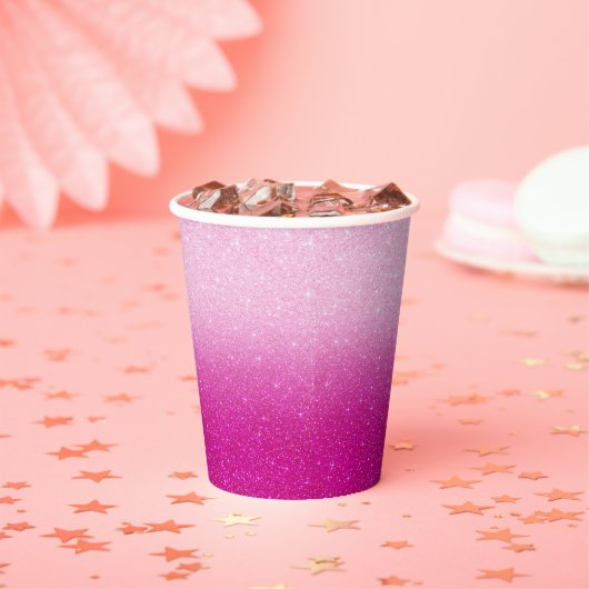 Modern Pink Glitzer Pattern ombre Pappbecher (Insitu)