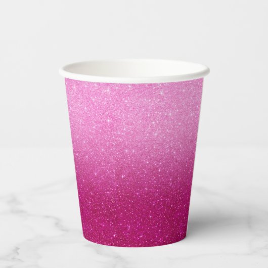Modern Pink Glitzer Pattern ombre Pappbecher (Rückseite)