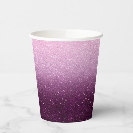 Modern Pink Glitzer Pattern ombre Pappbecher (Links)