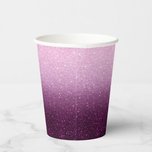 Modern Pink Glitzer Pattern ombre Pappbecher (Rechts)