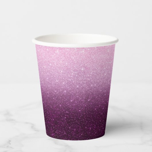 Modern Pink Glitzer Pattern ombre Pappbecher (Vorderseite)