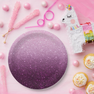 Modern Pink Glitzer Pattern ombre Pappteller