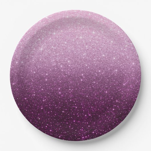 Modern Pink Glitzer Pattern ombre Pappteller (Vorderseite)