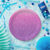 Modern Pink Glitzer Pattern ombre Pappteller (Party)