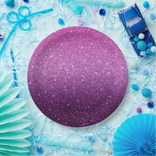 Modern Pink Glitzer Pattern ombre Pappteller (Party)
