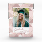 Modern Pink Glitzer Script Girl Abschluss Fotoblock (Vorderseite)