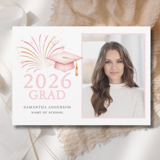 Modern Pink Gold 2026 Grad  Ankündigung