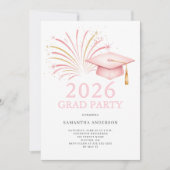 Modern Pink Gold 2026 Grad Party Einladung (Vorderseite)