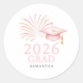 Modern Pink Gold 2026 Grad  Runder Aufkleber (Vorderseite)