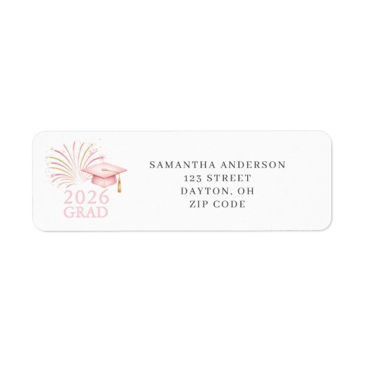 Modern Pink Gold 2026 Graduation Return Address  (Vorne)