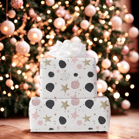 Modern Pink Gold Abstract Christmas Wrapping Paper Geschenkpapier