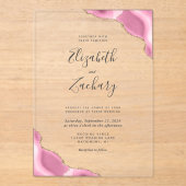 Modern Pink Gold Agate Corners Wedding Acryleinladungen (Vorderseite)
