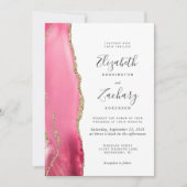 Modern Pink Gold Agate Hochzeitseinladung Einladung (Vorderseite)