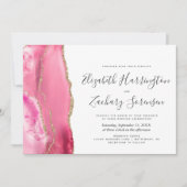 Modern Pink Gold Agate Hochzeitseinladung Einladung (Vorderseite)