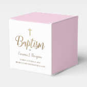 Modern Pink & Gold Baptism with Cross Personalized Geschenkschachtel (Vorderseite)