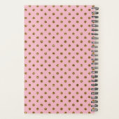 Modern Pink Gold Black Glitzer Polka Dots Monogram Planer (Rückseite)