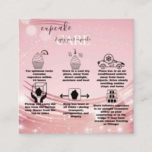 Modern Pink Gold Cupcake Care Square Bu Quadratische Visitenkarte (Vorderseite)