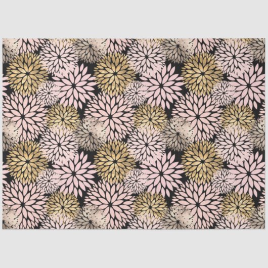 Modern Pink Gold Dahlia Floral Seidenpapier (Vorderseite)