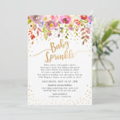 Modern Pink Gold Floral Baby Einladung (Stehend Vorderseite)