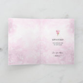 Modern Pink Gold Floral Wreath Photo Birthday Karte (Innenseite)