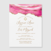 Modern Pink Gold Glitzer Agate Bat Mitzvah Einladu Magnetkarte (Vorderseite)